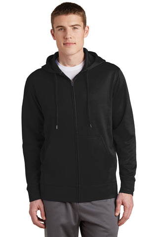 Sport-Tek Sport-Wick Fleece Full-Zip Hooded Jacket (Black)