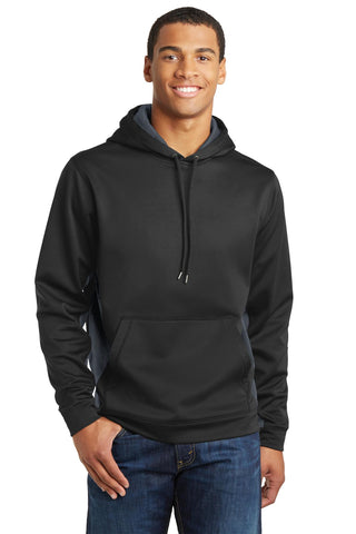 Sport-Tek Sport-Wick CamoHex Fleece Colorblock Hooded Pullover (Black/ Dark Smoke Grey)