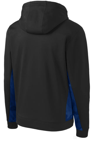 Sport-Tek Sport-Wick CamoHex Fleece Colorblock Hooded Pullover (Black/ True Royal)