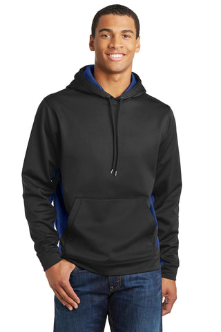 Sport-Tek Sport-Wick CamoHex Fleece Colorblock Hooded Pullover (Black/ True Royal)