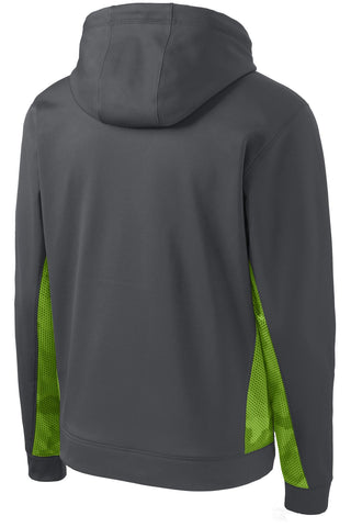 Sport-Tek Sport-Wick CamoHex Fleece Colorblock Hooded Pullover (Dark Smoke Grey/ Lime Shock)