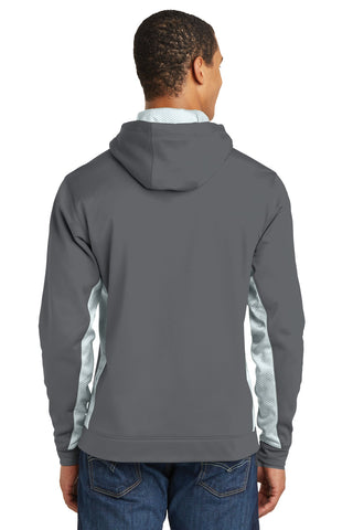 Sport-Tek Sport-Wick CamoHex Fleece Colorblock Hooded Pullover (Dark Smoke Grey/ White)