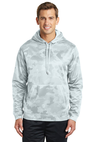 Sport-Tek Sport-Wick CamoHex Fleece Hooded Pullover (White)