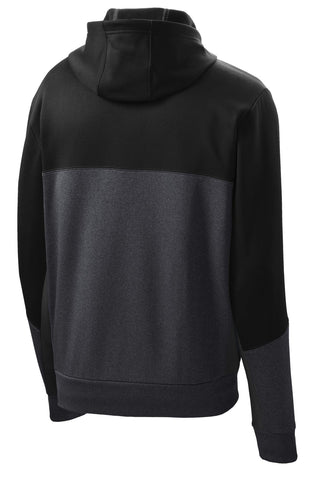 Sport-Tek Tech Fleece Colorblock Full-Zip Hooded Jacket (Black/ Graphite Heather/ Black)