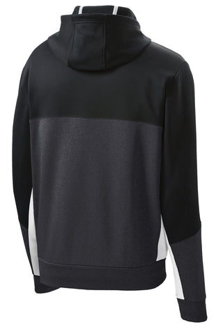 Sport-Tek Tech Fleece Colorblock Full-Zip Hooded Jacket (Black/ Graphite Heather/ White)