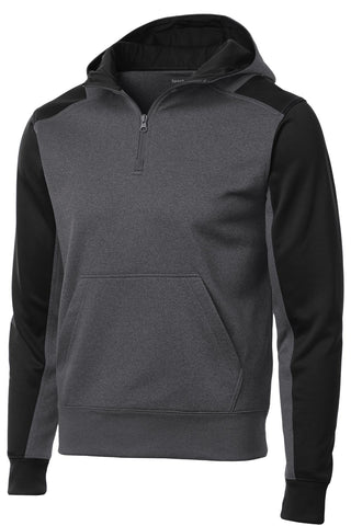 Sport-Tek Tech Fleece Colorblock 1/4-Zip Hooded Sweatshirt (Graphite Heather/ Black)