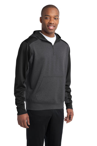 Sport-Tek Tech Fleece Colorblock 1/4-Zip Hooded Sweatshirt (Graphite Heather/ Black)