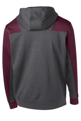 Sport-Tek Tech Fleece Colorblock 1/4-Zip Hooded Sweatshirt (Graphite Heather/ Maroon)