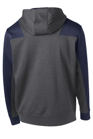 Sport-Tek Tech Fleece Colorblock 1/4-Zip Hooded Sweatshirt (Graphite Heather/ True Navy)