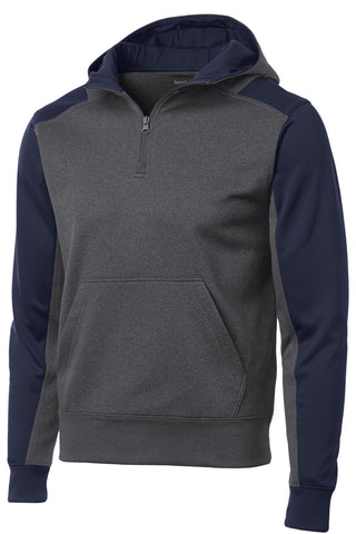 Sport-Tek Tech Fleece Colorblock 1/4-Zip Hooded Sweatshirt (Graphite Heather/ True Navy)
