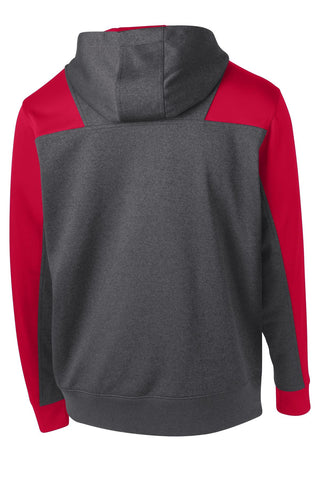 Sport-Tek Tech Fleece Colorblock 1/4-Zip Hooded Sweatshirt (Graphite Heather/ True Red)