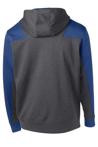 Sport-Tek Tech Fleece Colorblock 1/4-Zip Hooded Sweatshirt (Graphite Heather/ True Royal)