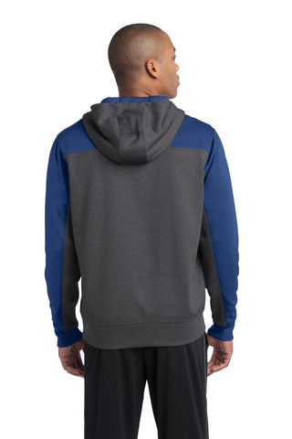 Sport-Tek Tech Fleece Colorblock 1/4-Zip Hooded Sweatshirt (Graphite Heather/ True Royal)