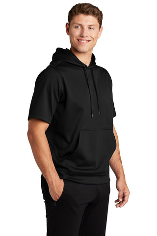 Sport-Tek Sport-Wick Fleece Short Sleeve Hooded Pullover (Black)