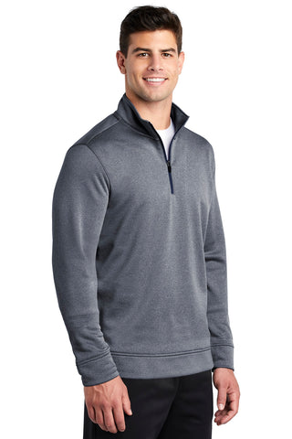 Sport-Tek PosiCharge Sport-Wick Heather Fleece 1/4-Zip Pullover (True Navy Heather)