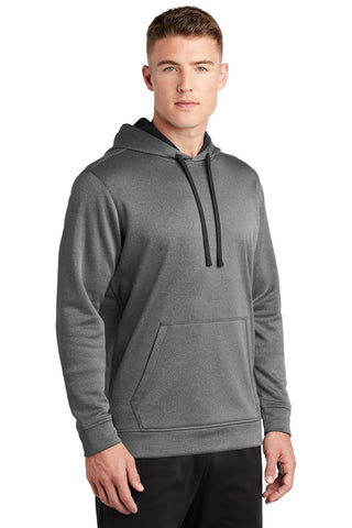 Sport-Tek PosiCharge Sport-Wick Heather Fleece Hooded Pullover (Black Heather)