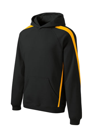 Sport-Tek Sleeve Stripe Pullover Hooded Sweatshirt (Black/ Gold)