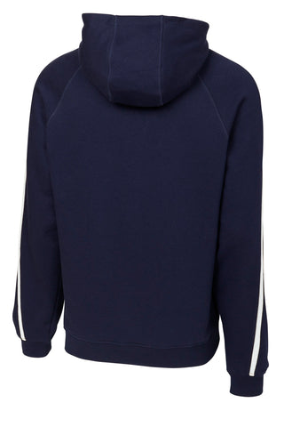 Sport-Tek Sleeve Stripe Pullover Hooded Sweatshirt (True Navy/ White)