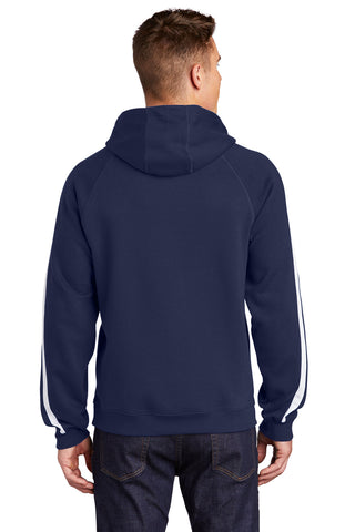 Sport-Tek Sleeve Stripe Pullover Hooded Sweatshirt (True Navy/ White)