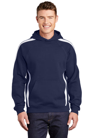 Sport-Tek Sleeve Stripe Pullover Hooded Sweatshirt (True Navy/ White)