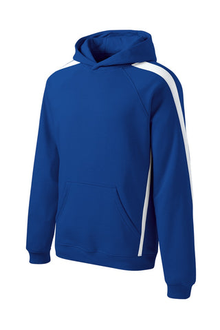 Sport-Tek Sleeve Stripe Pullover Hooded Sweatshirt (True Royal/ White)