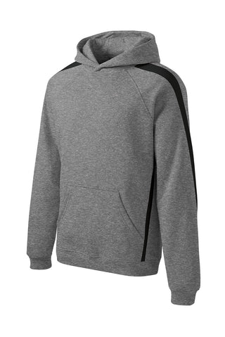 Sport-Tek Sleeve Stripe Pullover Hooded Sweatshirt (Vintage Heather/ Black)