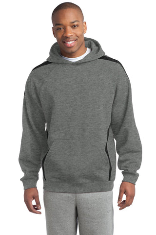 Sport-Tek Sleeve Stripe Pullover Hooded Sweatshirt (Vintage Heather/ Black)