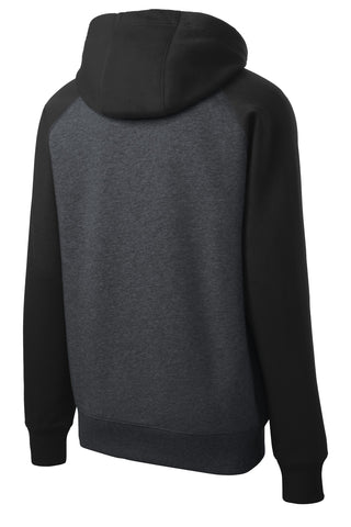 Sport-Tek Raglan Colorblock Full-Zip Hooded Fleece Jacket (Graphite Heather/ Black)