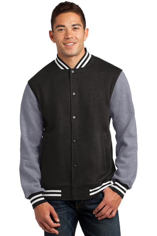 Sport-Tek Fleece Letterman Jacket (Black/ Vintage Heather)