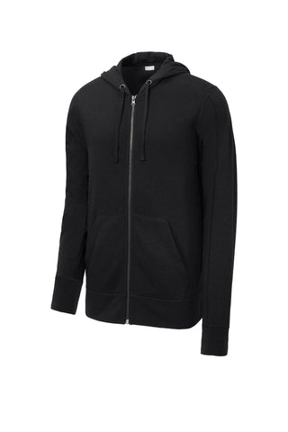 Sport-Tek PosiCharge Tri-Blend Wicking Fleece Full-Zip Hooded Jacket (Black Triad Solid)