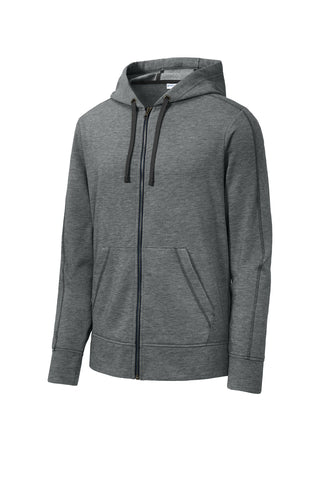 Sport-Tek PosiCharge Tri-Blend Wicking Fleece Full-Zip Hooded Jacket (Dark Grey Heather)