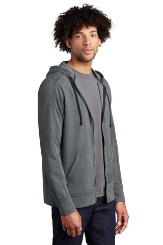 Sport-Tek PosiCharge Tri-Blend Wicking Fleece Full-Zip Hooded Jacket (Dark Grey Heather)