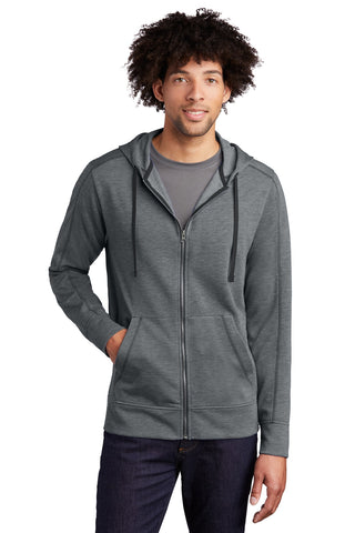 Sport-Tek PosiCharge Tri-Blend Wicking Fleece Full-Zip Hooded Jacket (Dark Grey Heather)