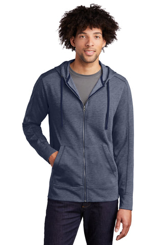 Sport-Tek PosiCharge Tri-Blend Wicking Fleece Full-Zip Hooded Jacket (True Navy Heather)