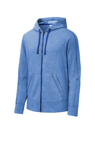 Sport-Tek PosiCharge Tri-Blend Wicking Fleece Full-Zip Hooded Jacket (True Royal Heather)