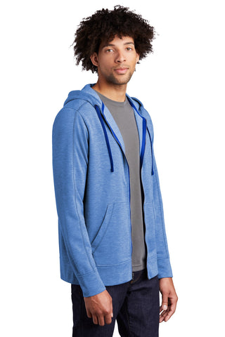 Sport-Tek PosiCharge Tri-Blend Wicking Fleece Full-Zip Hooded Jacket (True Royal Heather)