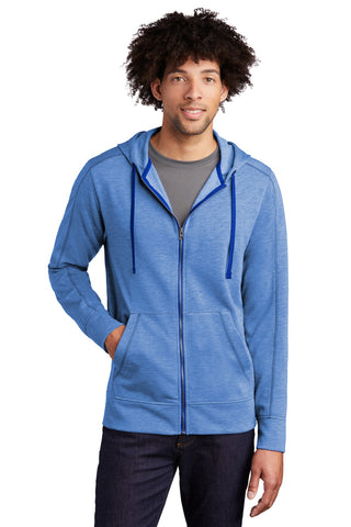 Sport-Tek PosiCharge Tri-Blend Wicking Fleece Full-Zip Hooded Jacket (True Royal Heather)