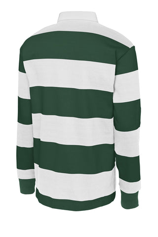 Sport-Tek Classic Long Sleeve Rugby Polo (Forest Green/ White)