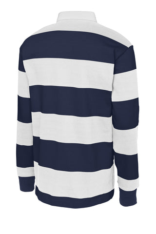 Sport-Tek Classic Long Sleeve Rugby Polo (True Navy/ White)