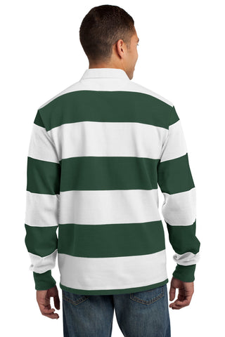 Sport-Tek Classic Long Sleeve Rugby Polo (Forest Green/ White)