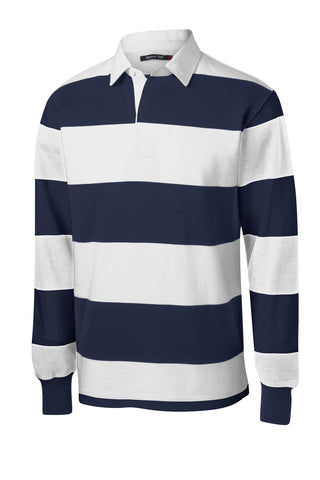 Sport-Tek Classic Long Sleeve Rugby Polo (True Navy/ White)