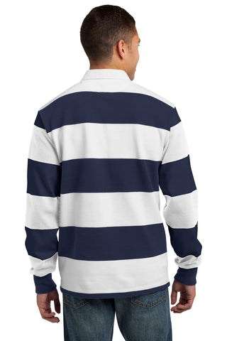 Sport-Tek Classic Long Sleeve Rugby Polo (True Navy/ White)