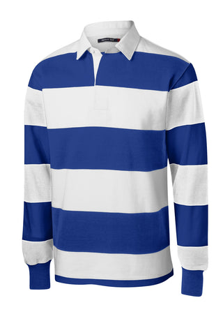 Sport-Tek Classic Long Sleeve Rugby Polo (True Royal/ White)