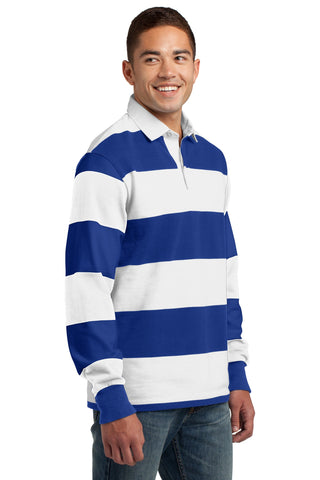 Sport-Tek Classic Long Sleeve Rugby Polo (True Royal/ White)