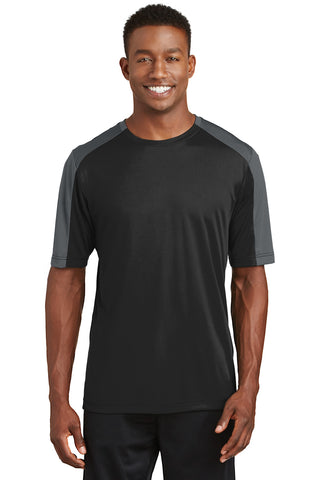 Sport-Tek PosiCharge Competitor Sleeve-Blocked Tee (Black/ Iron Grey)