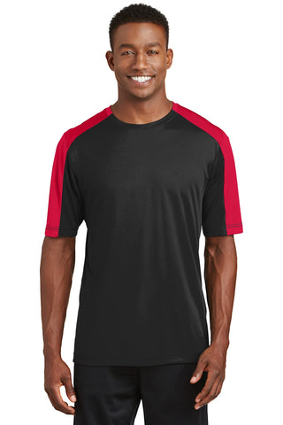 Sport-Tek PosiCharge Competitor Sleeve-Blocked Tee (Black/ True Red)