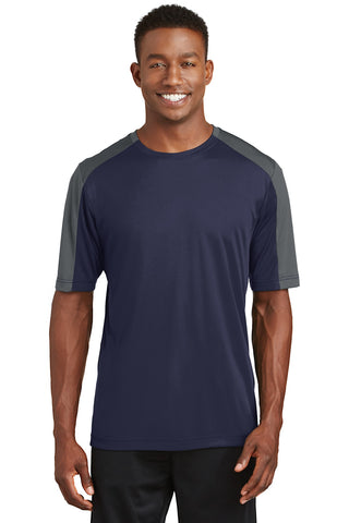 Sport-Tek PosiCharge Competitor Sleeve-Blocked Tee (True Navy/ Iron Grey)