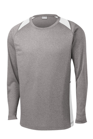 Sport-Tek Long Sleeve Heather Colorblock Contender Tee (Vintage Heather/ White)