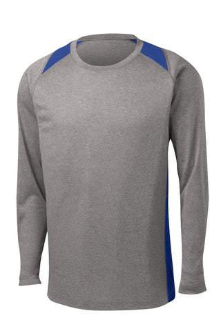 Sport-Tek Long Sleeve Heather Colorblock Contender Tee (Vintage Heather/ True Royal)