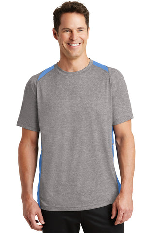 Sport-Tek Heather Colorblock Contender Tee (Vintage Heather/ Carolina Blue)